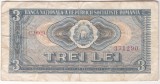 Bancnotă Rom&acirc;nia 3 lei 1966, Pick P#92, seria C.0009, nr. 371290