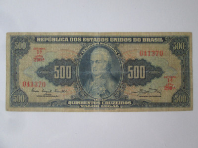 Rară! Brazilia 500 Cruzeiros 1961 foto