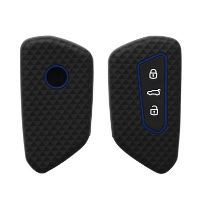 Husa Cheie Auto pentru VW / Skoda / Seat - 3 Butoane, kwmobile, Silicon, Negru, 55583.03 foto