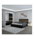 Dormitor Clio Negru Cu Dulap Tapitat 180x200cm