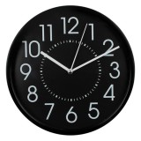 Ceas decorativ de perete simplu, forma rotunda, negru, eBA&reg;, 20 cm