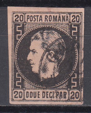 ROMANIA 1866/1867 LP 20 REGELE CAROL I CU FAVORITI 20 PARALE HARTIE GROASA STAMPILAT
