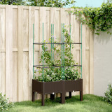 vidaXL Jardinieră de grădină cu spalier, maro, 80x40x142,5 cm, PP