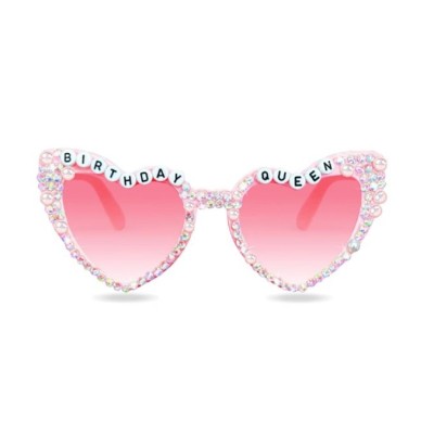 Ochelari decorativi, flippy, model birthday queen, cu perle si pietre, pentru aniversari, din pc, 15.3 x 5.7 x 14.5 cm, roz foto