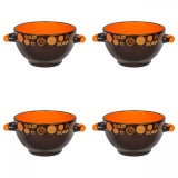 Set boluri supa, 4 piese, 650 ml, Ceramica, Maro Inchis