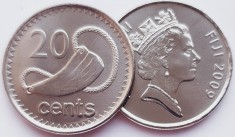 1737 Fiji 20 cents 2009 Elizabeth II (3rd portrait) Whale tooth km 121 UNC