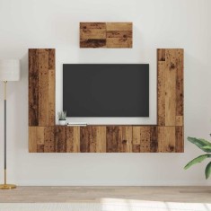 vidaXL Set comodă TV 7 pcs Lemn vechi 180 x 30 x 120 cm Lemn compozit