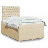 VidaXL Pat box spring cu saltea, crem, 120x200 cm, textil 3292035