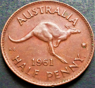 Moneda exotica HALF PENNY - AUSTRALIA, anul 1961 * cod 3239 foto