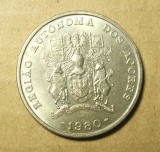 INSULELE AZORE 25 ESCUDOS 1980 UNC