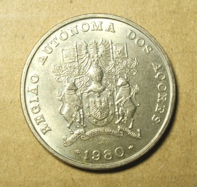 INSULELE AZORE 25 ESCUDOS 1980 UNC foto