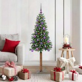 VidaXL Brad de Crăciun subțire Verde 150 cm PVC și lemn de PIN masiv 3394857