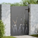 vidaXL Poartă de grădină Negru 105 x 125 cm Oțel vopsit &icirc;n pulbere