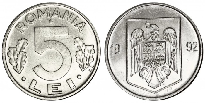 Romania 1992 - 5 lei UNC