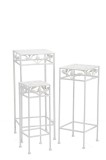 Cumpara ieftin Set 3 suporturi ghivece flori fier alb 18 x 18 x 50 cm, 23 x 23 x 60 cm, 28 x 28 x 70 cm