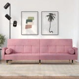 Canapea extensibila cu perne, roz, catifea GartenMobel Dekor, vidaXL