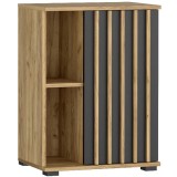 Comoda Montana 60 1D cu usa si 2 rafturi, 60x37x80 cm, craft si negru Household NewTrend