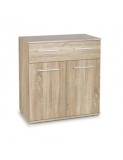 Comoda Dormitor Stejar Sonoma HM Lima KM1, 2 Usi, 1 Sertar, Pal Melaminat, Cant ABS, 77x40x82 cm