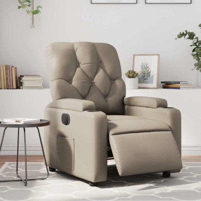 vidaXL Fotoliu rabatabil electric, cappuccino, piele ecologică 3204764 foto