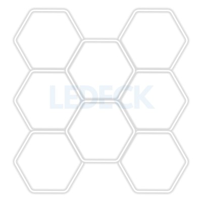Lumina LED Hexagonala Profesionala Aluminiu , 8 Module 299x315CM - Service Auto, Detailing, Ateliere, Spatii Comerciale foto