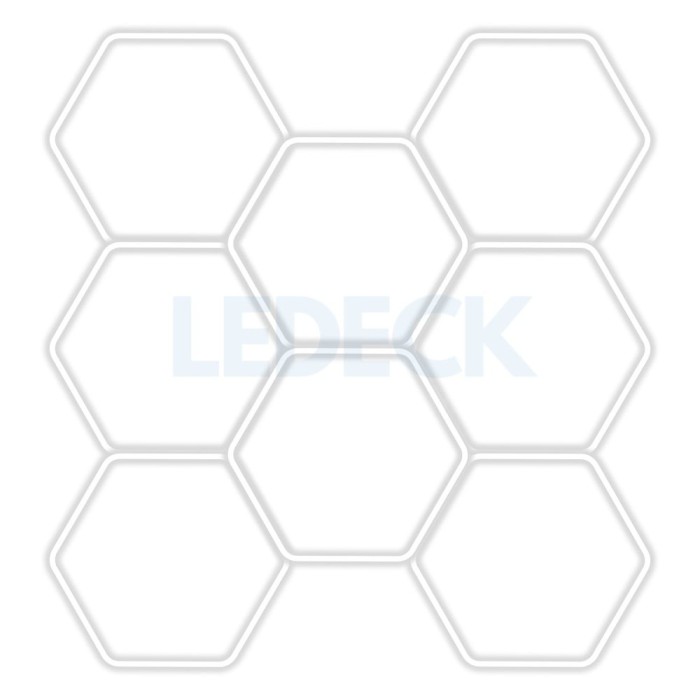 Lumina LED Hexagonala Profesionala Aluminiu , 8 Module 299x315CM - Service Auto, Detailing, Ateliere, Spatii Comerciale