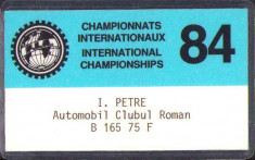 HST A17 Legitimație ACR 1984 Campionatul Internațional FISA foto