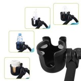 Suport Cărucior Rotativ 360&deg; cu Suport Telefon și Pahar, Universal Bicicletă/Motocicletă, Negru
