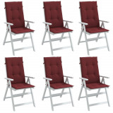 VidaXL Perne scaun cu spătar &icirc;nalt, 6 buc. roșu vin 120x50x4 cm textil