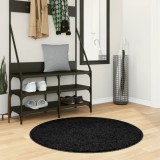 vidaXL Covor pufos "PAMPLONA" cu fire &icirc;nalte, negru modern, &Oslash; 100 cm 375288