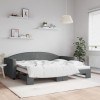 VidaXL Pat de zi cu extensie, gri &icirc;nchis, 90x200 cm, textil