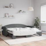Cumpara ieftin Pat de zi cu extensie, gri &icirc;nchis, 90x200 cm, textil