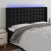 VidaXL Tăblie de pat cu LED, negru, 163x16x118/128 cm, piele ecologică 3124144