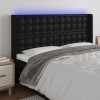 VidaXL Tăblie de pat cu LED, negru, 163x16x118/128 cm, piele ecologică