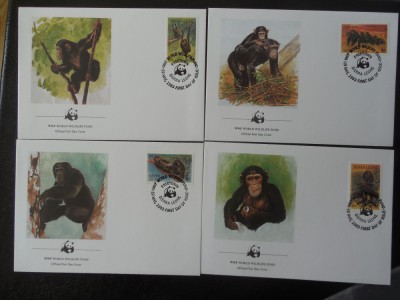 Sierra Leone-WWF,FDC maimute-set complet foto