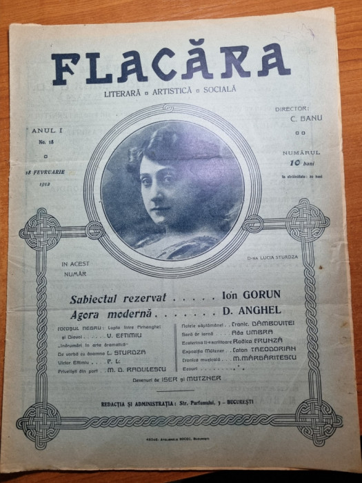 flacara 18 februarie 1912-interviu lucia surza bulandra,art. victor eftimiu