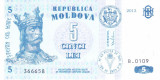 Bancnota Moldova 5 Lei 2013 - P9g UNC