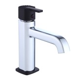 Baterie baie pentru lavoar, Kadda Trace MY1901-2CB, montaj stativ, monocomanda, finisaj cromat + negru, ventil inclus