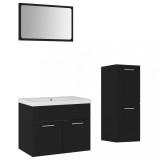 Cumpara ieftin Set mobilier de baie, negru, lemn prelucrat