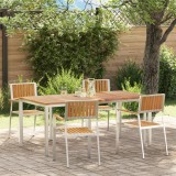 Set mese grădină vidaXL 5 piese din lemn masiv tec, Masă exterior vidaXL 180x90x75 cm lemn masiv de tec, Scaune de grădină stivuibile vidaXL 4 buc. le