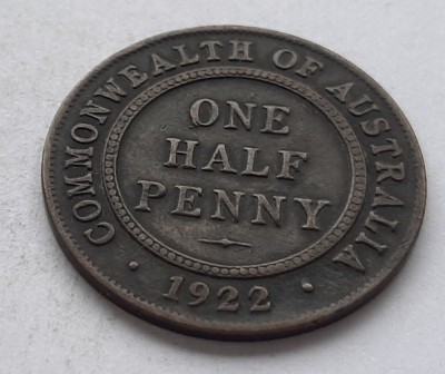 90. Moneda Australia 1/2 penny 1922 foto