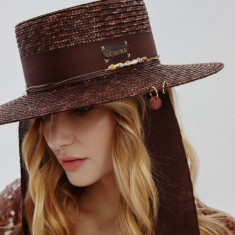 LE SH KA headwear palarie Brown Canotier culoarea maro