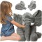 Mascota elefant de plus moale, gri, 60cm