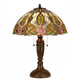 Veioza cu baza din polirasina maro si abajur din sticla Tiffany &Oslash; 47 cm x 61 h