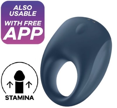 Inel Penis Strong One, 10 Moduri Vibratii, Silicon, USB, IPX 7, Free App, Albastru foto