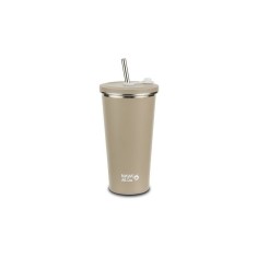 Cana termica cu pai din otel inoxidabil, Nava We care, 500 ml, bej,