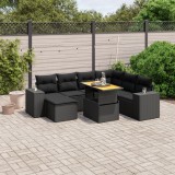 VidaXL Set mobilier de grădină cu perne, 8 piese, negru, poliratan 3272749