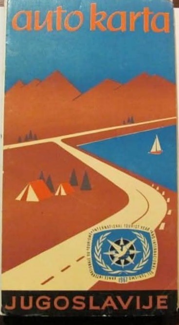 GE - Harta rutiera auto a Iugoslaviei 1967 (Anul International al Turismului) / RARA