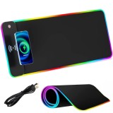 MousePad Gaming Profesional cu Incarcare Wireless Fast Charger BIRAI&reg;, Mare, Type-C, Buton On/Off, 15 W, Multiple Moduri de Iluminare LED RGB prin Tou