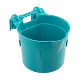 Găleată de hrănire, cu suport pentru suspendare, formă cilindrică, turcoaz, 8&nbsp;litri