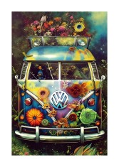 Sticker decorativ, Van cu flori, Multicolor, 85 cm, 6526ST foto